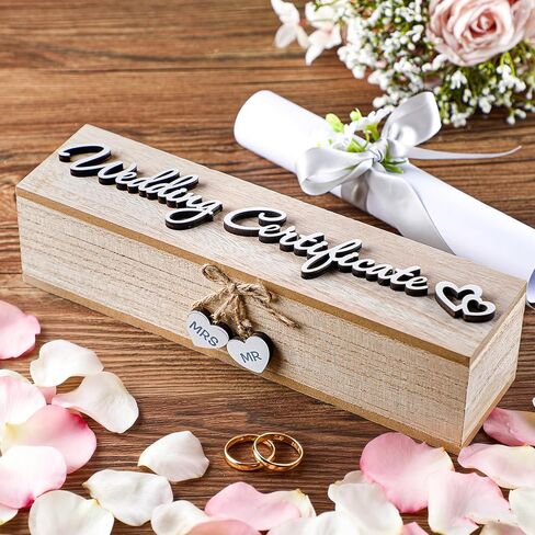 Thyle Mr & Mrs Wedding Certificate Holders Wooden Marriage License Keepsake Box with Bow and Magnetic Buckle Wedding Certificate Storage Box Gifts for Newlyweds Couples Gift in Saudi Arabia