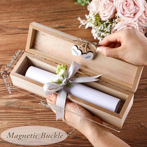Thyle Mr & Mrs Wedding Certificate Holders Wooden Marriage License Keepsake Box with Bow and Magnetic Buckle Wedding Certificate Storage Box Gifts for Newlyweds Couples Gift in Saudi Arabia