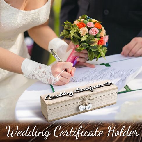 Thyle Mr & Mrs Wedding Certificate Holders Wooden Marriage License Keepsake Box with Bow and Magnetic Buckle Wedding Certificate Storage Box Gifts for Newlyweds Couples Gift in Saudi Arabia