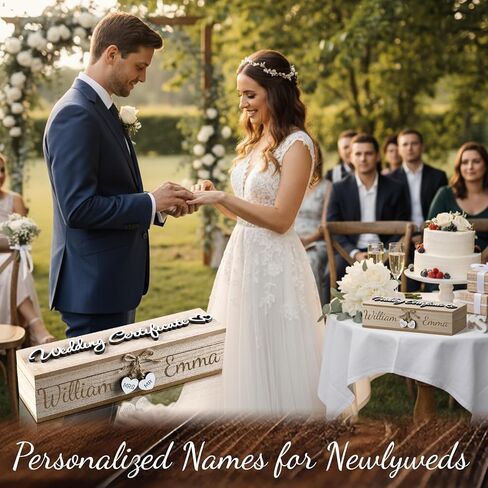 Thyle Mr & Mrs Wedding Certificate Holders Wooden Marriage License Keepsake Box with Bow and Magnetic Buckle Wedding Certificate Storage Box Gifts for Newlyweds Couples Gift in Saudi Arabia