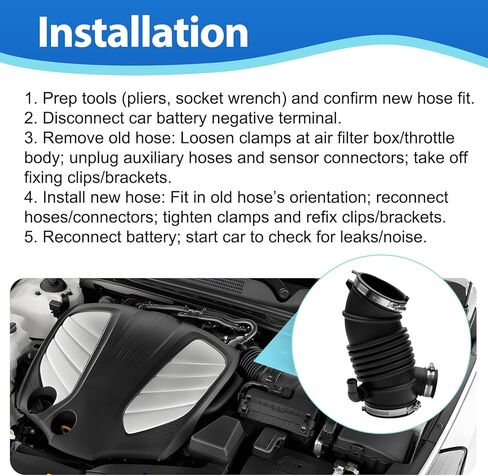 Engine Air Intake Hose Fits for 2006-2010 Hyundai Azera Sonata Replaces 28138-3K200 281383K200 in Saudi Arabia
