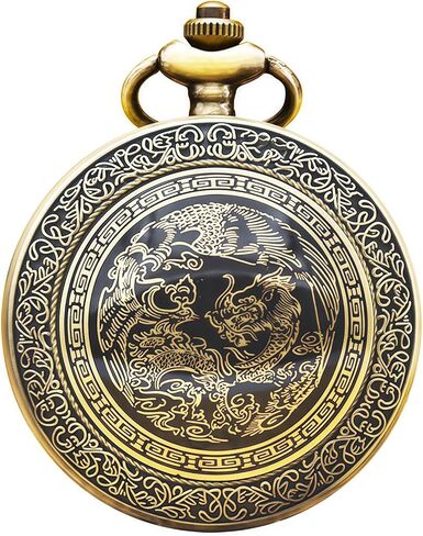 Pocket Watch Engraved Cowboys Arabic Numerals Quartz with Chain Gifts in Kuwait