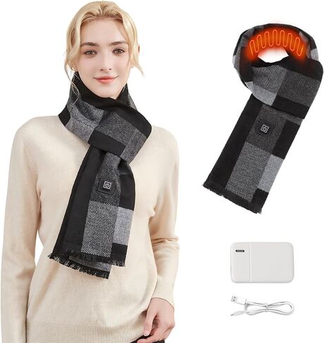 Heated Scarf for Women, Intelligent Rechargeable Electric Neck Warmer with 5000mAh Battery Power Bank, USB Cordless Heating Wrap Pad for Outdoor Winter, Adjustable Warming Scarf for Men & Women in Kuwait