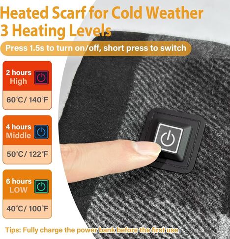Heated Scarf for Women, Intelligent Rechargeable Electric Neck Warmer with 5000mAh Battery Power Bank, USB Cordless Heating Wrap Pad for Outdoor Winter, Adjustable Warming Scarf for Men & Women in Kuwait