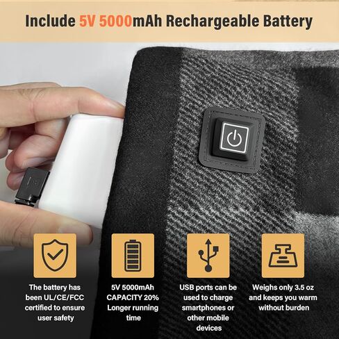Heated Scarf for Women, Intelligent Rechargeable Electric Neck Warmer with 5000mAh Battery Power Bank, USB Cordless Heating Wrap Pad for Outdoor Winter, Adjustable Warming Scarf for Men & Women in Kuwait