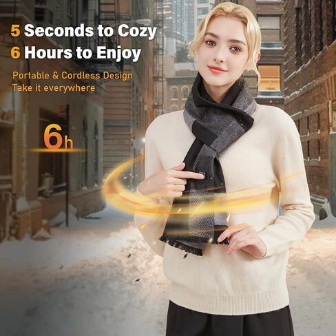 Heated Scarf for Women, Intelligent Rechargeable Electric Neck Warmer with 5000mAh Battery Power Bank, USB Cordless Heating Wrap Pad for Outdoor Winter, Adjustable Warming Scarf for Men & Women in Kuwait