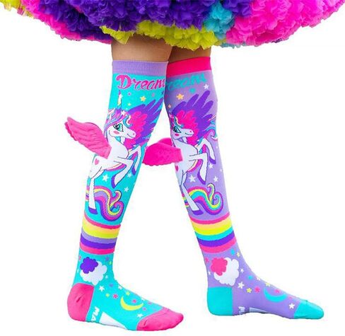 SOLILOQUY 5-10T Kids Girls Knee High Socks Crazy Cosplay Little Girls Funny Animal Print Two Toned Long Socks with 3D Wings in Saudi Arabia