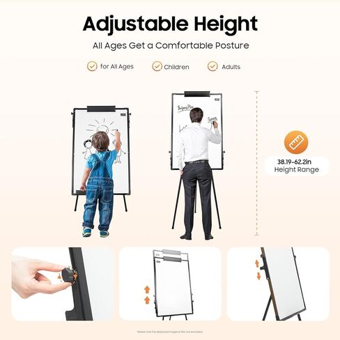 Magnetic Whiteboard Easel Stand, 36" x 24" Adjustable Height Dry Erase Board with Tripod Stand, Portable Flipchart & Presentation Board for Office, Home, Classroom in Kuwait