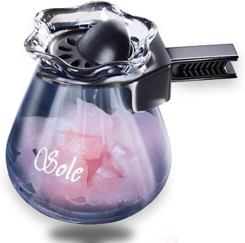 Car Diffuser Glass Bottles with Crystals Natural Stone for Spreading Essential Oils,Blue Lotus Design Glass jar as air freshener Vent Clip,car Vent Decor Accessories Pack of 2 (Pink + Pink) in Kuwait