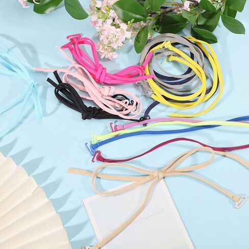 Freebloss 18Pairs الرسن الرقبة أشرطة حمالات الصدر استبدال 18 ألوان الزخرفية أشرطة حمالات الصدر للنساء قابل للتعديل ثوب السباحة حزام in Kuwait