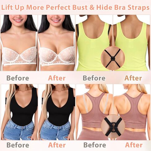 Bra Strap Clips, 24 Pcs Bra Clips to Make Racerback Strap Holders for Slipping Bra-Clip for Conceal Straps Adjustable Anti-Slip Bra-Converter Cleavage Control in Kuwait