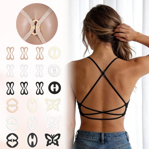 Bra Strap Clips, 24 Pcs Bra Clips to Make Racerback Strap Holders for Slipping Bra-Clip for Conceal Straps Adjustable Anti-Slip Bra-Converter Cleavage Control in Kuwait
