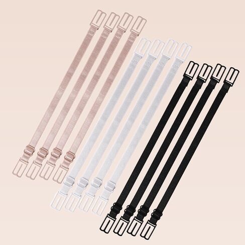 Non-Slip Bra Strap Clips Holder (4 Pack),Adjustable Elastic Strap Converters for Women (3 color:Black, Beige，White) in Saudi Arabia