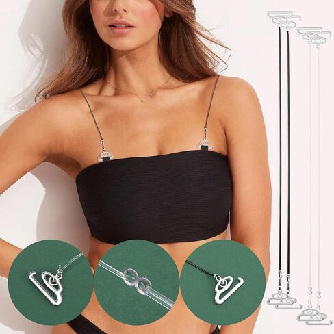 24Pcs Clear Bra Straps, Adjustable Bra Straps Replacement, Non-Slip Shoulder Straps with Clips, Multiple Colors Styles for Women Girls Strapless Brassiere Dresses Dance Daily Wear in Saudi Arabia