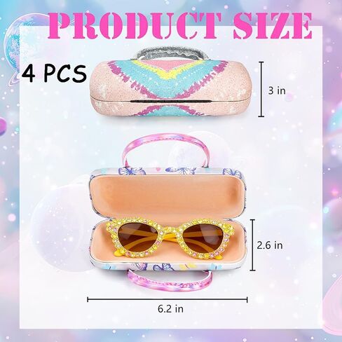 Frcctre 4 Pack Hard Shell Eyeglasses Cases, Portable Small Sunglasses Pouch with Handle, Sparkle Glitter Protective Glasses Case Eyeglasses Purse Makeup Storage Bag Pouch in Saudi Arabia