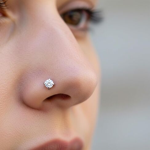 10Pcs Nose Piercing Studs, Nose Screw 20G Corkscrew L-Shaped Jewelry with 2mm Stainless Steel White Zirconia Silver Nose Rings for Women (Silver) in Saudi Arabia