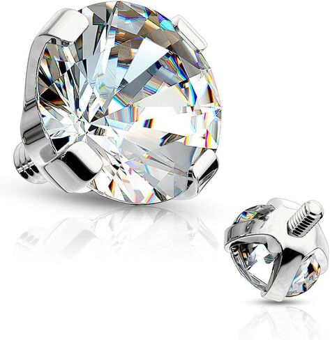 14G Internally Threaded Dermal Top 14 Karat Gold Round Prong Set Gem Dermal Anchor Tops Dermal Kit Piercing Jewelry 3mm 4mm 5mm in Saudi Arabia