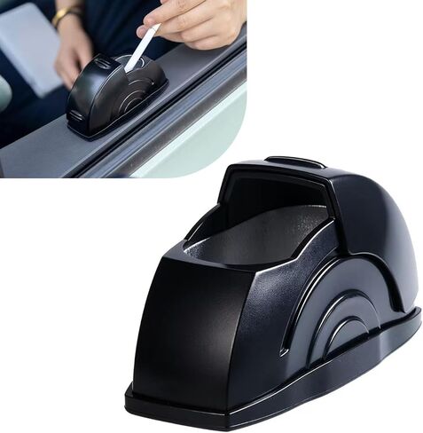 Car Ashtray, Portable Vehicle Cigarette Ash Container with Sealed Lid, Detachable Stainless Steel Insulated Inner Liner, Universal for Most Cars, Trucks, SUVs (Black) in Kuwait