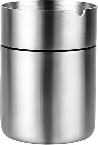 Stainless Steel Car Ashtray, Windproof Self-Extinguishing Cup Holder Ash Tray Detachable Butt Bucket, Smell Proof Unbreakable Cigarette Ashtray for Outdoor Travel Home Office (Large) in Kuwait