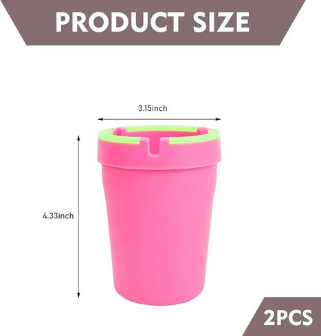 MLY 2 Pcs Smokeless Car Ashtray, Portable Car Ashtrays for Cup Holder Smell Proof, Multifunctional Glow in The Dark Interior Ash Trash Holder, Fit for Cars, Trucks, Suvs (Pink) in Saudi Arabia