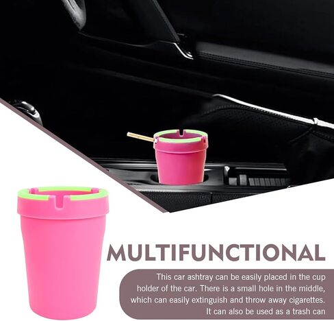 MLY 2 Pcs Smokeless Car Ashtray, Portable Car Ashtrays for Cup Holder Smell Proof, Multifunctional Glow in The Dark Interior Ash Trash Holder, Fit for Cars, Trucks, Suvs (Pink) in Saudi Arabia
