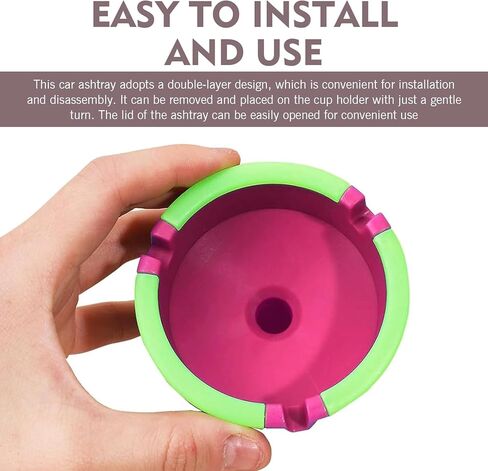 MLY 2 Pcs Smokeless Car Ashtray, Portable Car Ashtrays for Cup Holder Smell Proof, Multifunctional Glow in The Dark Interior Ash Trash Holder, Fit for Cars, Trucks, Suvs (Pink) in Saudi Arabia