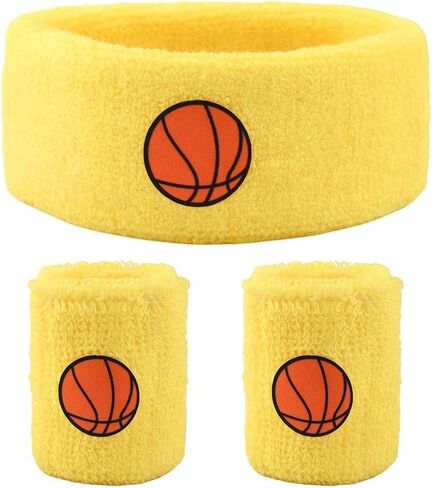 Sports Sweatbands Headband Set for Boys Girls Basketball Wristbands Workout Hairbands for Teens Kids Terry Cloth Wrist Bands Sweat Absorbing Head Bands in Kuwait