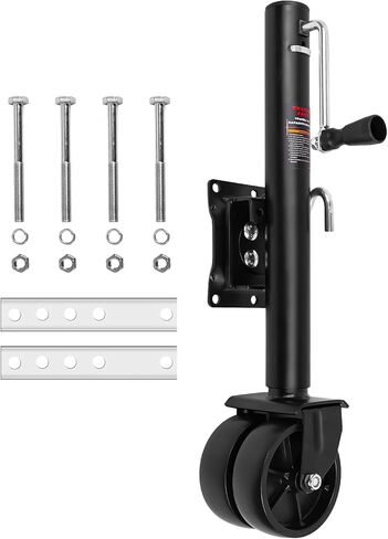 2000 lbs Trailer Jack with 12" Adjustable Height & Dual 6" Wheels - Heavy Duty Drop Leg Stabilizer for RV Camper Travel Trailer, Bolt-Down Mounting & Black Powder Coated Finish in Kuwait