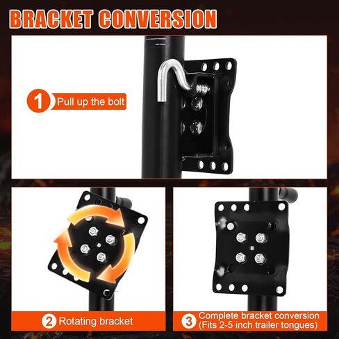 2000 lbs Trailer Jack with 12" Adjustable Height & Dual 6" Wheels - Heavy Duty Drop Leg Stabilizer for RV Camper Travel Trailer, Bolt-Down Mounting & Black Powder Coated Finish in Kuwait