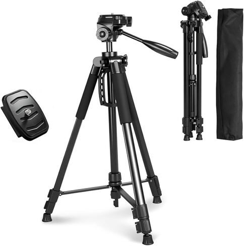 Takamine 63" Lightweight Adjustable Laser Level Aluminum Tripod with Portable Handle, Bubble Level, Quick Release Plate with 1/4" Screw Mount & 5/8" UNF Adapter Nut, 3-Way Swivel Pan Head in Kuwait