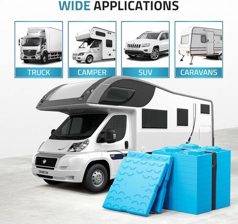 كتل تسوية PAULINN RV 12 حزمة، كتل تسوية العربة شديدة التحمل مع شريطين فيلكرو، كتل RV متينة متشابكة للعجلات الفردية والمزدوجة، كتل جاك قابلة للتكديس، ارتفاع قابل للتخصيص، أزرق in Kuwait