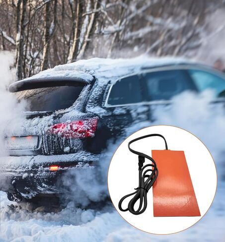 3Pcs Silicone Car Engine Oil Heater Pad, 2" x 6", 110V, 50W, Orange, Constant Temp 60-70C (140-158F), Starts Below 40C (104F), Stops Above 90C (194F), Easy Install, Waterproof, Versatile Use in Saudi Arabia