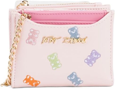 حافظة بطاقات Betsey Johnson Martini Toss مع سلسلة معصم، بولي يوريثين مطرز باللون الأسود، 4.75 × 3.5 بوصة، مجموعة من قطعتين in Kuwait