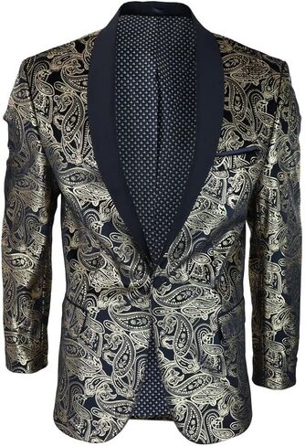 Mens Velvet Paisley Floral Blazer Black Gold Silver Tuxedo Jacket Dinner Suit Tux in Saudi Arabia