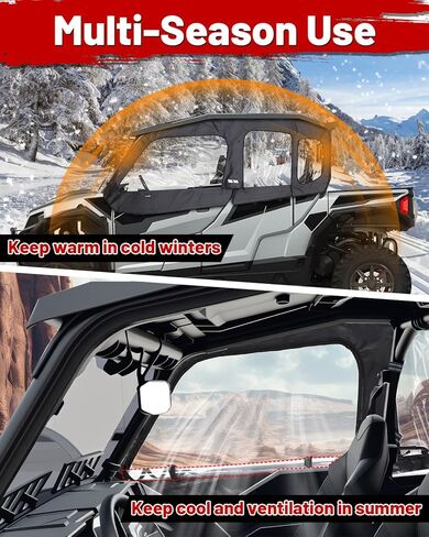 StarknightMT UTV Cab Enclosure, Soft Upper Doors Compatible with 2018-2025 Polaris General 4 1000 / XP 4 1000, Waterproof Soft Upper Windows Fits with Side Mirrors in Saudi Arabia