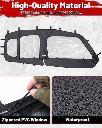 StarknightMT UTV Cab Enclosure, Soft Upper Doors Compatible with 2018-2025 Polaris General 4 1000 / XP 4 1000, Waterproof Soft Upper Windows Fits with Side Mirrors in Saudi Arabia