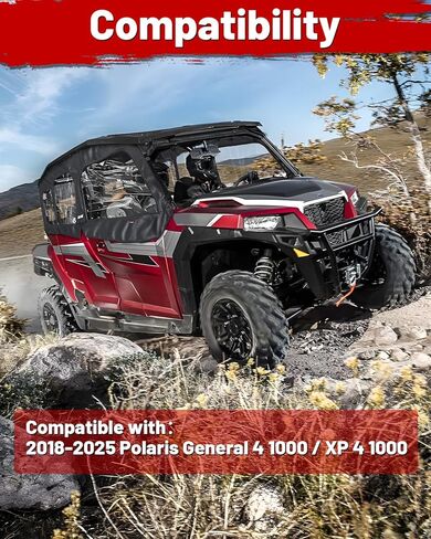 StarknightMT UTV Cab Enclosure, Soft Upper Doors Compatible with 2018-2025 Polaris General 4 1000 / XP 4 1000, Waterproof Soft Upper Windows Fits with Side Mirrors in Saudi Arabia