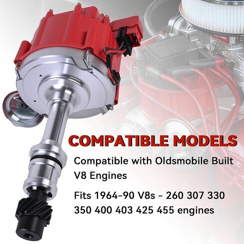 Ignition Distributor With Cap & Rotor Compatible With 1968-1976 Oldsmobile Olds V8 260 307 330 350 400 403 425 455 Engine Replace 1045511 403RHEI PC6009 PE328 HEI Distributor in Saudi Arabia