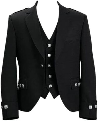 Scottish 100% Black Wool Scottish Argyle Kilt Jacket in Saudi Arabia
