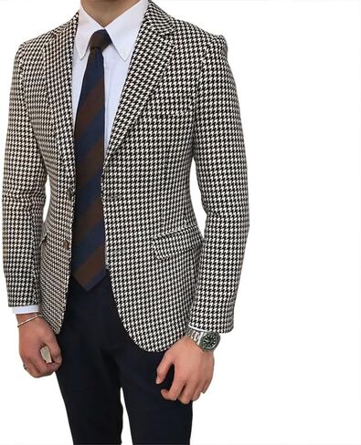 بدلة رجالي بنقشة Houndstooth شبكية منقوشة سترة توكسيدو Dogstooth بدلة عمل بقصة ضيقة in Saudi Arabia