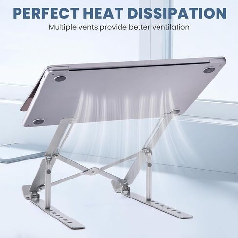 Vancold Portable Laptop Stand, Ergonomic Aluminum Laptop Mount Stand, Detachable Laptop Riser Notebook Holder Stand Compatible with Mac , Dell, Lenovo More 10-15.6" Laptops-Black in Kuwait