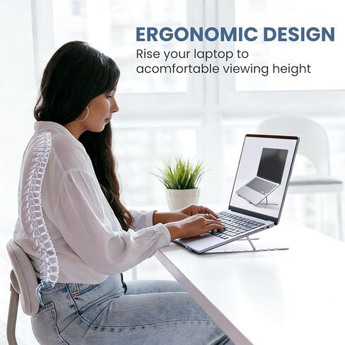 Vancold Portable Laptop Stand, Ergonomic Aluminum Laptop Mount Stand, Detachable Laptop Riser Notebook Holder Stand Compatible with Mac , Dell, Lenovo More 10-15.6" Laptops-Black in Kuwait