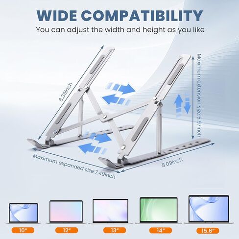 Vancold Portable Laptop Stand, Ergonomic Aluminum Laptop Mount Stand, Detachable Laptop Riser Notebook Holder Stand Compatible with Mac , Dell, Lenovo More 10-15.6" Laptops-Black in Kuwait