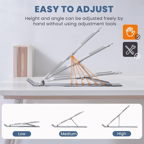 Vancold Portable Laptop Stand, Ergonomic Aluminum Laptop Mount Stand, Detachable Laptop Riser Notebook Holder Stand Compatible with Mac , Dell, Lenovo More 10-15.6" Laptops-Black in Kuwait