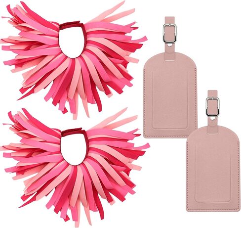 قطعتان من كرات الأمتعة مع بطاقات الأمتعة لحقائب السفر، وعلامات تعريف الأمتعة المرحة، وإكسسوارات السفر الأساسية، وإغلاق بخطاف وحلقة، برتقالي أصفر in Kuwait