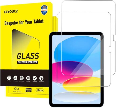 FAYOUCZ 2 Pack Screen Protector Compatible with iPad 10th Generation 10.9 inch Model A2696 A2757, Touch Sensitive Tempered Glass Film for iPad 10th Gen 2022 in Saudi Arabia