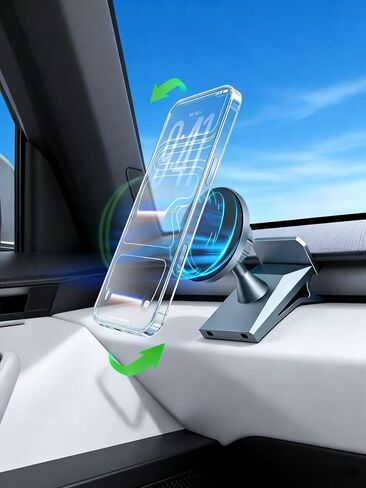 حامل هاتف Cybertruck، حامل هاتف مغناطيسي لـ Tesla Cybertruck (موديلات 2024 وما بعده) - حامل لوحة أجهزة القياس المتوافق مع Mag-Safe قابل للتعديل 360 درجة لملحقات Tesla Cyber ​​Truck in Kuwait