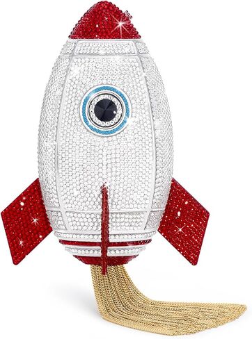 JW PEI Women's Rocket Shape Clutch - Silver Faux Crystal in Saudi Arabia
