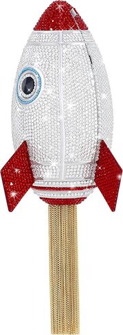 JW PEI Women's Rocket Shape Clutch - Silver Faux Crystal in Saudi Arabia
