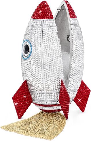 JW PEI Women's Rocket Shape Clutch - Silver Faux Crystal in Saudi Arabia